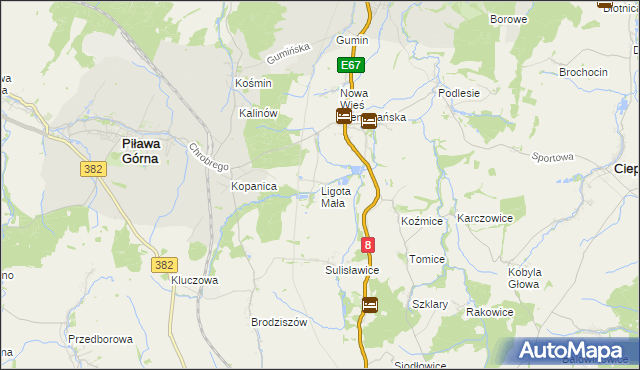 mapa Ligota Mała gmina Niemcza, Ligota Mała gmina Niemcza na mapie Targeo