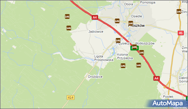 mapa Ligota Prószkowska, Ligota Prószkowska na mapie Targeo