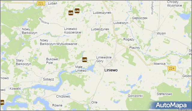 mapa Liniewskie Góry, Liniewskie Góry na mapie Targeo