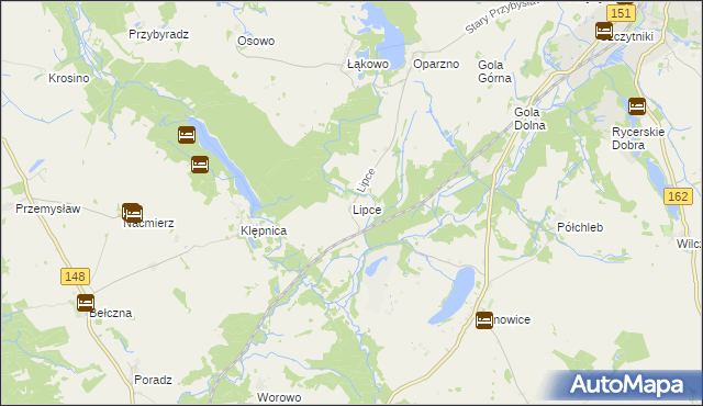 mapa Lipce gmina Świdwin, Lipce gmina Świdwin na mapie Targeo