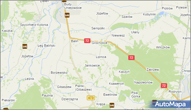 mapa Lipnica gmina Poddębice, Lipnica gmina Poddębice na mapie Targeo