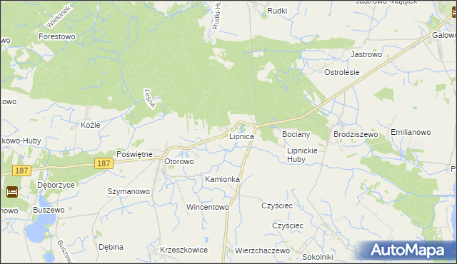 mapa Lipnica gmina Szamotuły, Lipnica gmina Szamotuły na mapie Targeo
