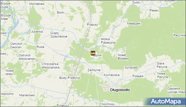 mapa Lipnik gmina Długosiodło, Lipnik gmina Długosiodło na mapie Targeo