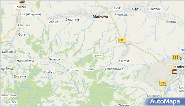 mapa Lipnik gmina Kańczuga, Lipnik gmina Kańczuga na mapie Targeo