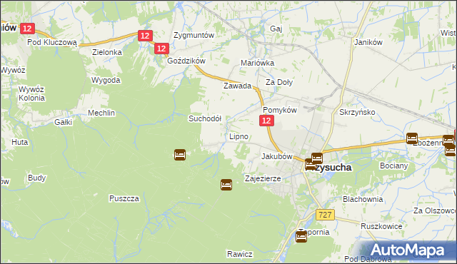 mapa Lipno gmina Przysucha, Lipno gmina Przysucha na mapie Targeo