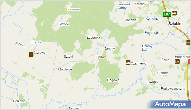 mapa Lipowo gmina Sztabin, Lipowo gmina Sztabin na mapie Targeo