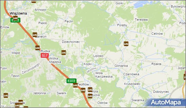 mapa Lipowo gmina Wiązowna, Lipowo gmina Wiązowna na mapie Targeo