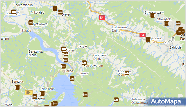 mapa Łobozew Dolny, Łobozew Dolny na mapie Targeo