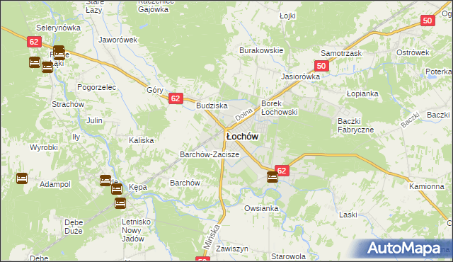 mapa Łochów powiat węgrowski, Łochów powiat węgrowski na mapie Targeo