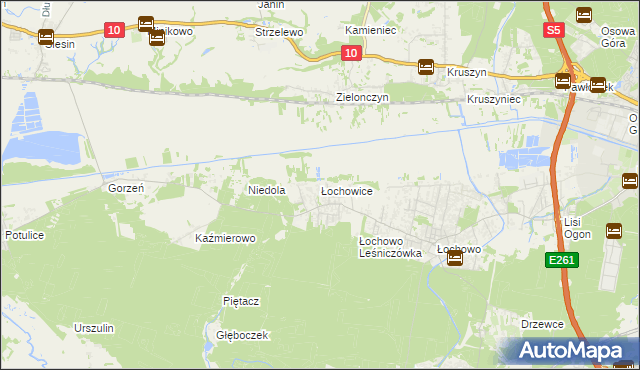 mapa Łochowice gmina Białe Błota, Łochowice gmina Białe Błota na mapie Targeo