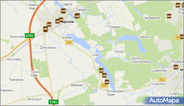 mapa Łódź gmina Stęszew, Łódź gmina Stęszew na mapie Targeo