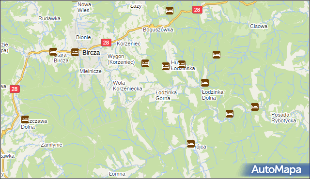 mapa Łodzinka Górna, Łodzinka Górna na mapie Targeo