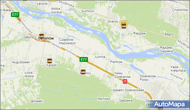 mapa Łomna gmina Czosnów, Łomna gmina Czosnów na mapie Targeo