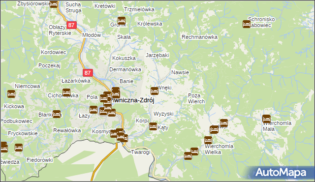 mapa Łomnica-Zdrój, Łomnica-Zdrój na mapie Targeo