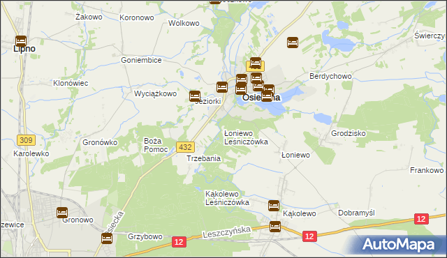 mapa Łoniewo Leśniczówka, Łoniewo Leśniczówka na mapie Targeo