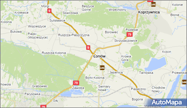 mapa Łoniów, Łoniów na mapie Targeo