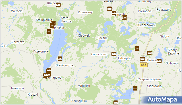 mapa Łopuchowo gmina Jeleniewo, Łopuchowo gmina Jeleniewo na mapie Targeo