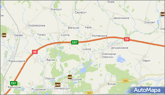 mapa Łosice gmina Długołęka, Łosice gmina Długołęka na mapie Targeo