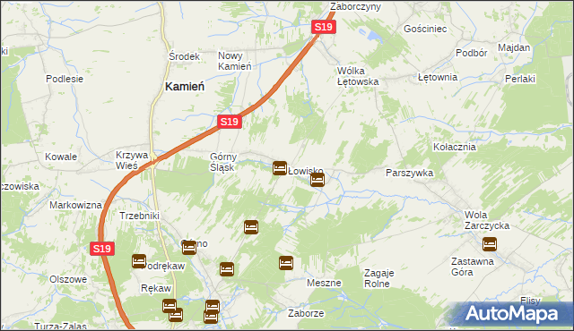 mapa Łowisko, Łowisko na mapie Targeo