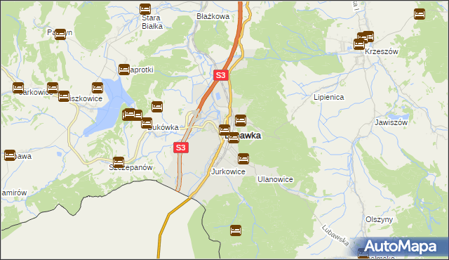 mapa Lubawka, Lubawka na mapie Targeo