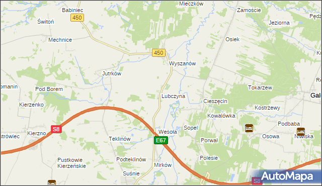 mapa Lubczyna gmina Wieruszów, Lubczyna gmina Wieruszów na mapie Targeo