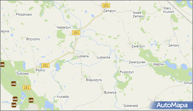 mapa Lubianka gmina Pełczyce, Lubianka gmina Pełczyce na mapie Targeo