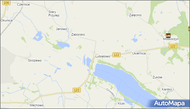 mapa Lubiatowo gmina Przelewice, Lubiatowo gmina Przelewice na mapie Targeo