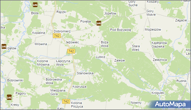 mapa Lubicz gmina Kluczewsko, Lubicz gmina Kluczewsko na mapie Targeo