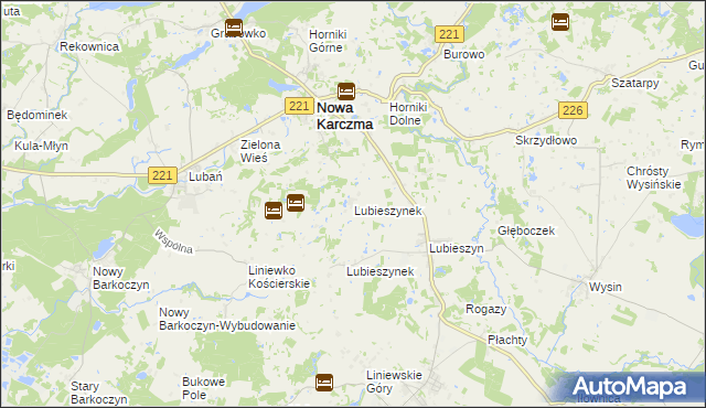 mapa Lubieszynek gmina Nowa Karczma, Lubieszynek gmina Nowa Karczma na mapie Targeo