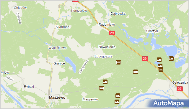 mapa Lubogoszcz gmina Maszewo, Lubogoszcz gmina Maszewo na mapie Targeo