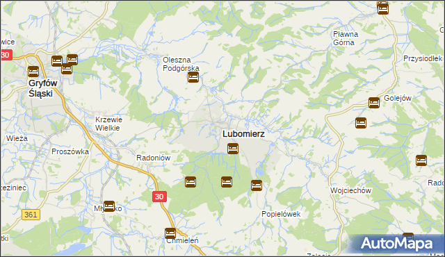 mapa Lubomierz powiat lwówecki, Lubomierz powiat lwówecki na mapie Targeo