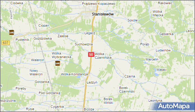 mapa Lubomin gmina Stanisławów, Lubomin gmina Stanisławów na mapie Targeo
