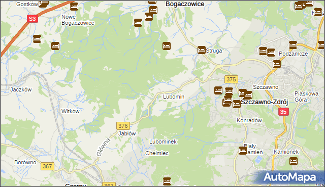 mapa Lubomin gmina Stare Bogaczowice, Lubomin gmina Stare Bogaczowice na mapie Targeo