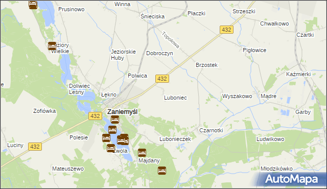 mapa Luboniec, Luboniec na mapie Targeo