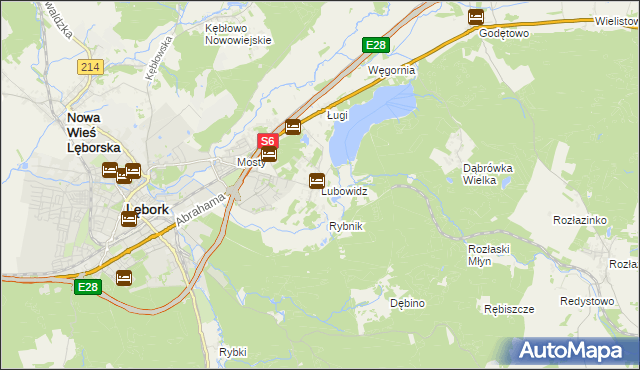 mapa Lubowidz gmina Nowa Wieś Lęborska, Lubowidz gmina Nowa Wieś Lęborska na mapie Targeo