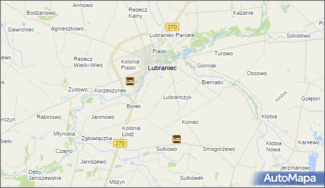 mapa Lubrańczyk, Lubrańczyk na mapie Targeo