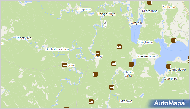mapa Łuby gmina Osiek, Łuby gmina Osiek na mapie Targeo
