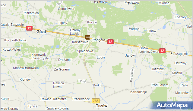 mapa Lucin gmina Tczów, Lucin gmina Tczów na mapie Targeo