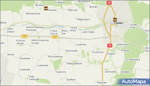 mapa Lucjanów gmina Lipsko, Lucjanów gmina Lipsko na mapie Targeo