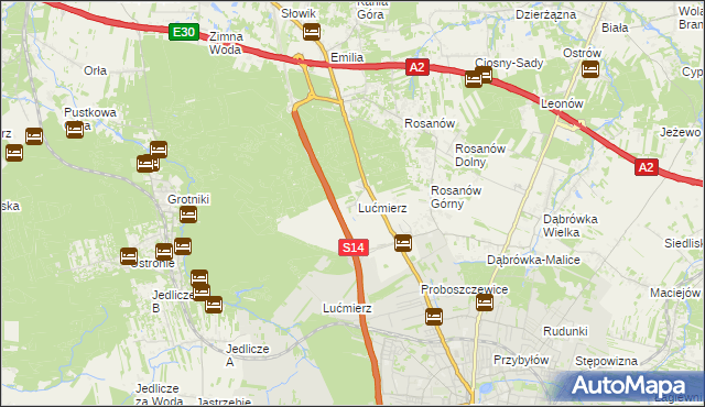 mapa Lućmierz-Ośrodek, Lućmierz-Ośrodek na mapie Targeo