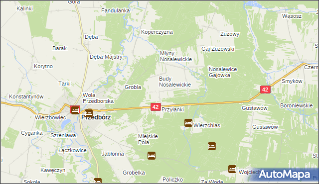 mapa Ludwików gmina Przedbórz, Ludwików gmina Przedbórz na mapie Targeo