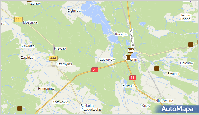 mapa Ludwików gmina Przygodzice, Ludwików gmina Przygodzice na mapie Targeo