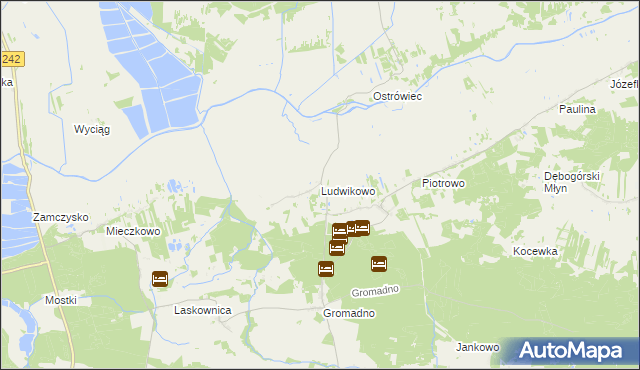 mapa Ludwikowo gmina Kcynia, Ludwikowo gmina Kcynia na mapie Targeo