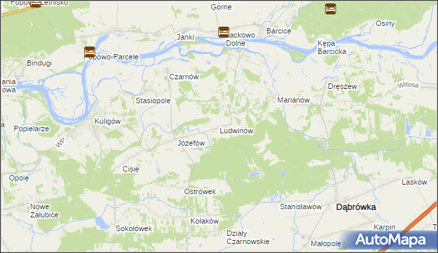 mapa Ludwinów gmina Dąbrówka, Ludwinów gmina Dąbrówka na mapie Targeo