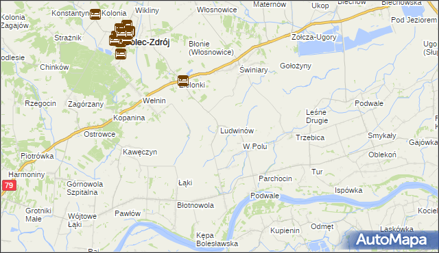 mapa Ludwinów gmina Solec-Zdrój, Ludwinów gmina Solec-Zdrój na mapie Targeo