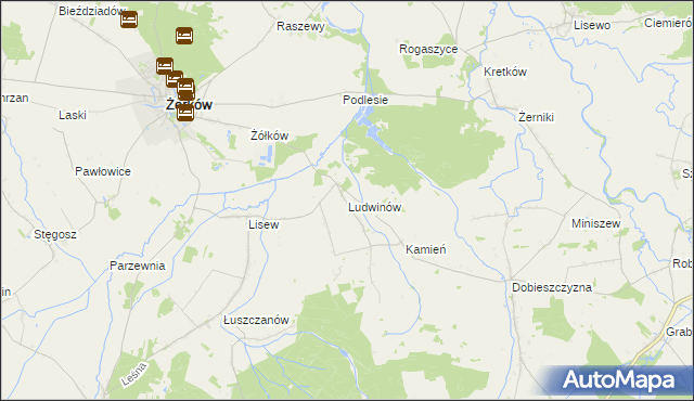 mapa Ludwinów gmina Żerków, Ludwinów gmina Żerków na mapie Targeo