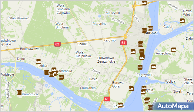 mapa Ludwinowo Zegrzyńskie, Ludwinowo Zegrzyńskie na mapie Targeo