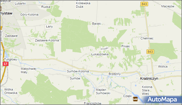 mapa Łukaszówka gmina Kraśniczyn, Łukaszówka gmina Kraśniczyn na mapie Targeo
