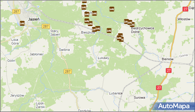 mapa Łukawy, Łukawy na mapie Targeo