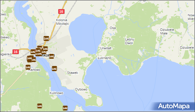 mapa Łuknajno, Łuknajno na mapie Targeo